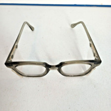 Vtg PI Safety Glasses w sides 143mm Eyeglass Frame 6M PI Z87 Horn Rim Green Gray