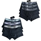 EMPORIO ARMANI Boxer Briefs Trunks 3 Pack Logo Strap Stretch Cotton Black Mens