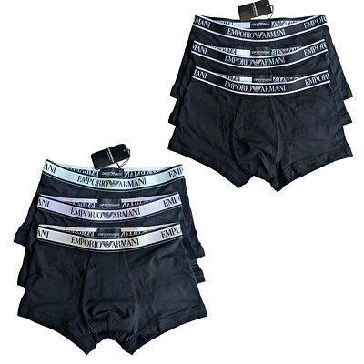 EMPORIO ARMANI Boxershorts Trunk 3er Pack Logoband Stretch Cotton Schwarz Herren