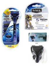 Schick Hydro Premium 5 1 Razor Handle Stand + 8 Cartridges Travel Cover