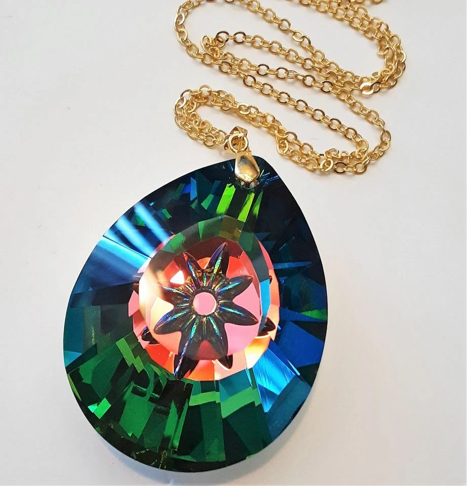 Потрясающий кристалл радуги титана звезда цветной воды капли подвеска богемное ожерелье - Изображение 2 из 4