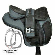 Dark Gray Treeless Freemax Synthetic Horse Tack Saddle with Girth Without Panel.
