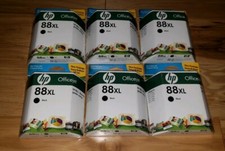 LOT OF 6 HP 88XL Black ink cartridges Expired 3/2011 Factory Sealed.