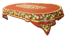 French Provencal 100% Coated Cotton Tablecloth Lemons Orange France 59 X 98