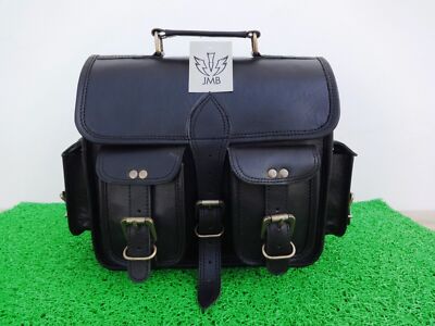Genuine Leather 1 Motorcycle Black Saddle Bag Pannier JMB TRADE MARK NEW