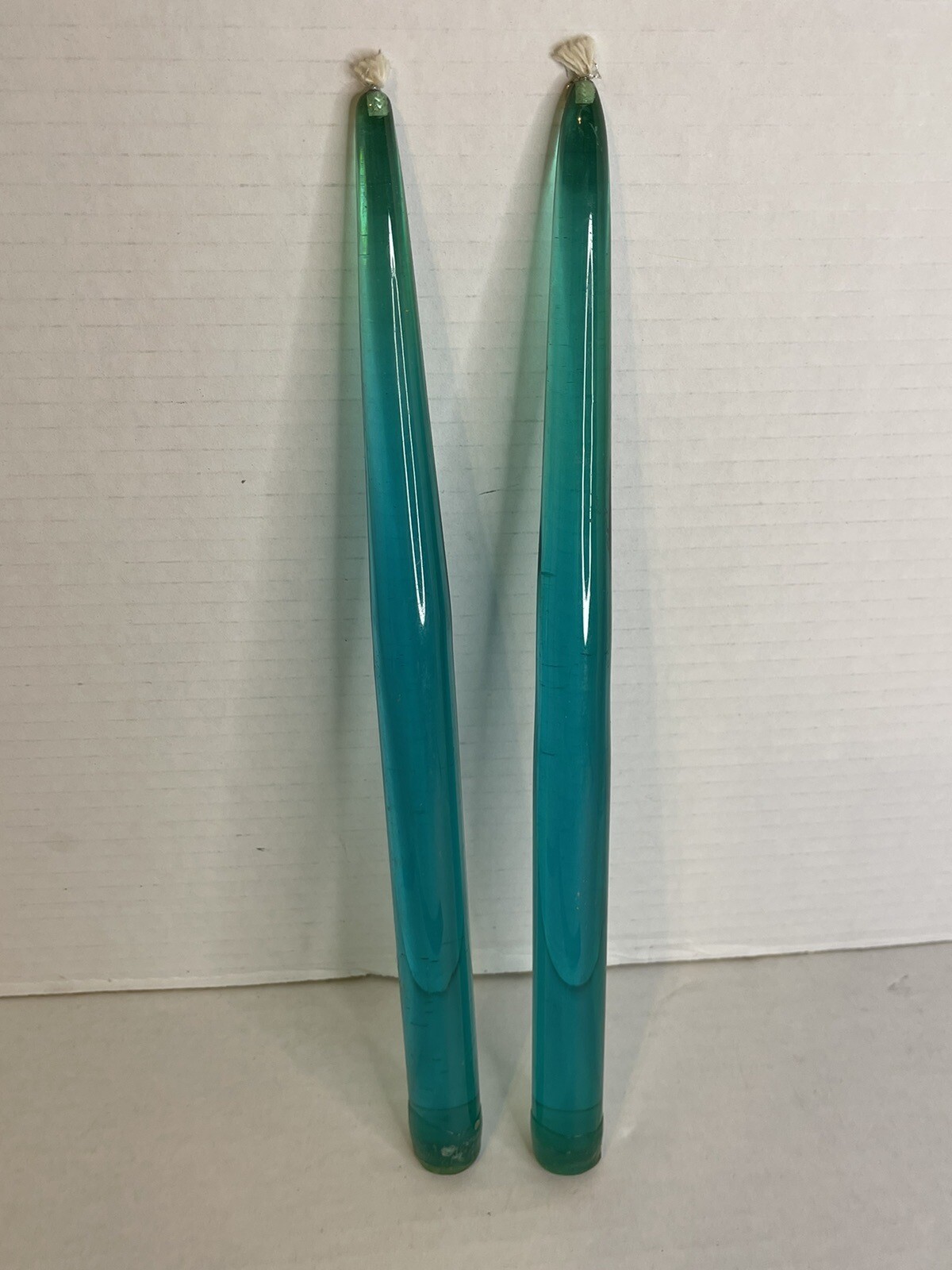 Vintage Acrylic Lucite Candle Sticks 2 Mid Century Green Tapers 12