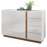 Anrichte Kommode Sideboard Wohnzimmerschrank Hochglanz Weiß 4 SchubkäSten 2TüRen