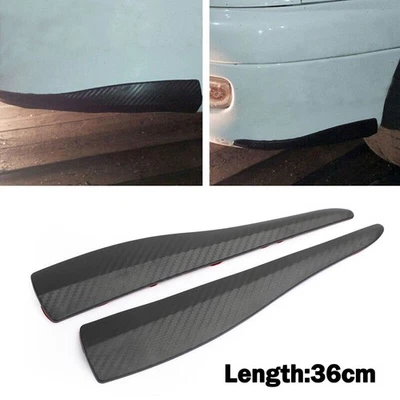 2pc 36cm Rubber Car Front Rear Bumper Lip Anti-collision Strip Carbon Fiber - Photo 1/4