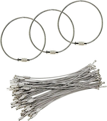 50 pcs Pack Edelstahl Drahtseil Schlüsselanhänger, schlüsselring-anschluss,15 cm