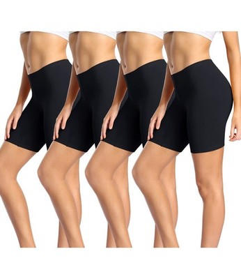Anti Reibung Damen Oberschenkel Shorts Unterkleid Panty Baumwolle Shorty 4er Set Schwarz...