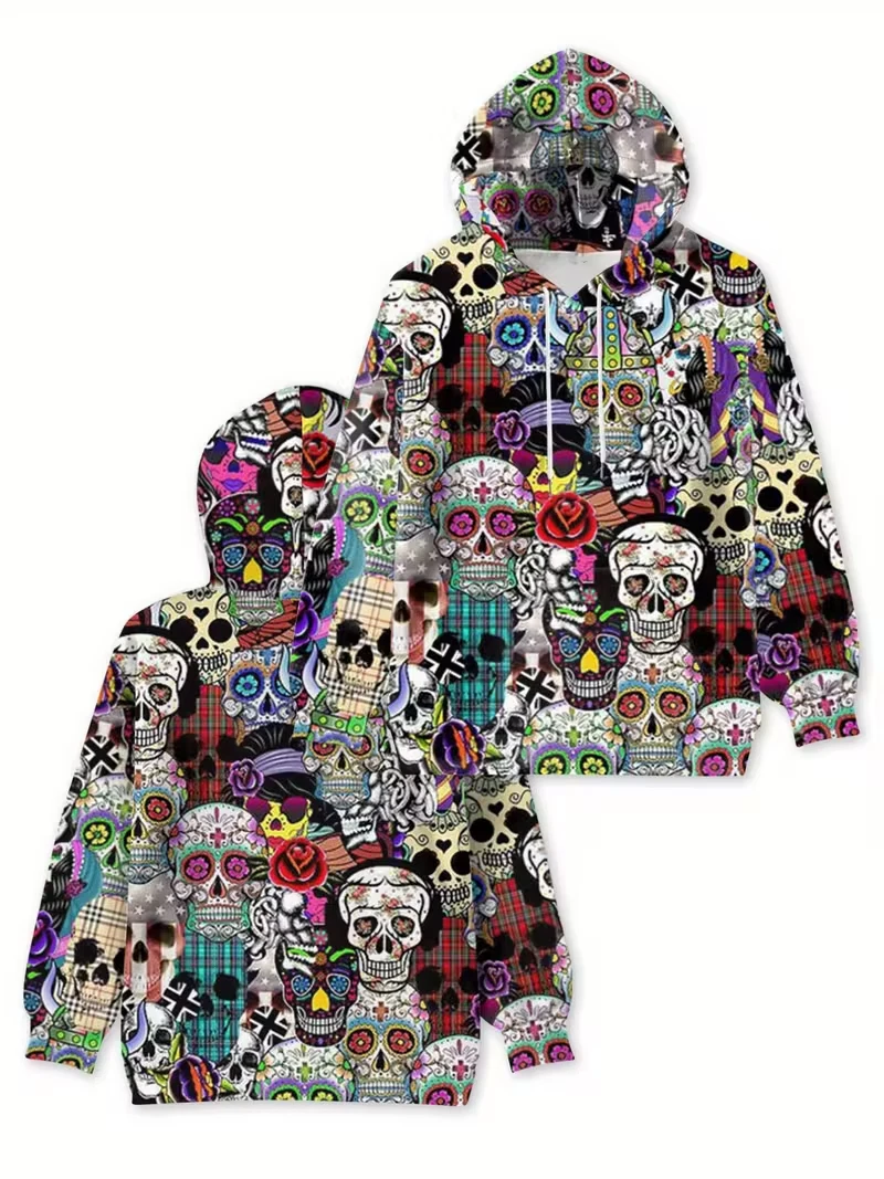 Colorful Skull 3D All Over Print Hoodie