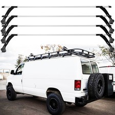 For Ford Econoline Van 4 Bars Ladder Roof Rack Cross Bar Cargo Kayak Rain Gutter