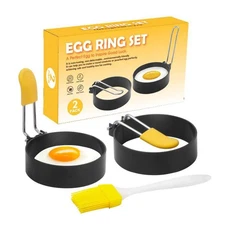 2 Pcs Round Egg Cooker Rings Stainless Steel Non Stick Egg Mcmuffin Maker Egg