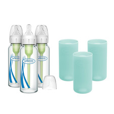 Dr. Brown'S Anti-Colic Options Narrow Glass Baby Bottles 8 Oz/250 Ml, with Leve