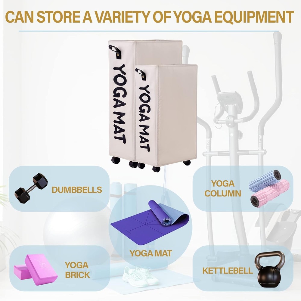 Yoga Mat and Home Gym Storage Rack for Foam Rollers and Accessories