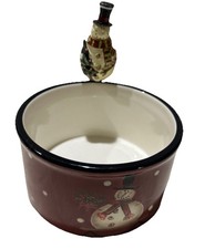 Vintage zertifiziert International Twilight Schneemann Dipschale & Streuer Set handbemalt