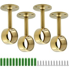 4Pcs 32mm Ceiling Mount Curtain Rod Brackets, Stainless Steel 1-1/4 Inch Gold