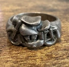 Vintage 1970s Motorcycle Men’s Ring - Sterling Silver - Size 11.75