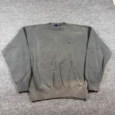 Nautica Sweater Men's XL Gray Crewneck Cotton Knit Pullover Logo Vintage 90s