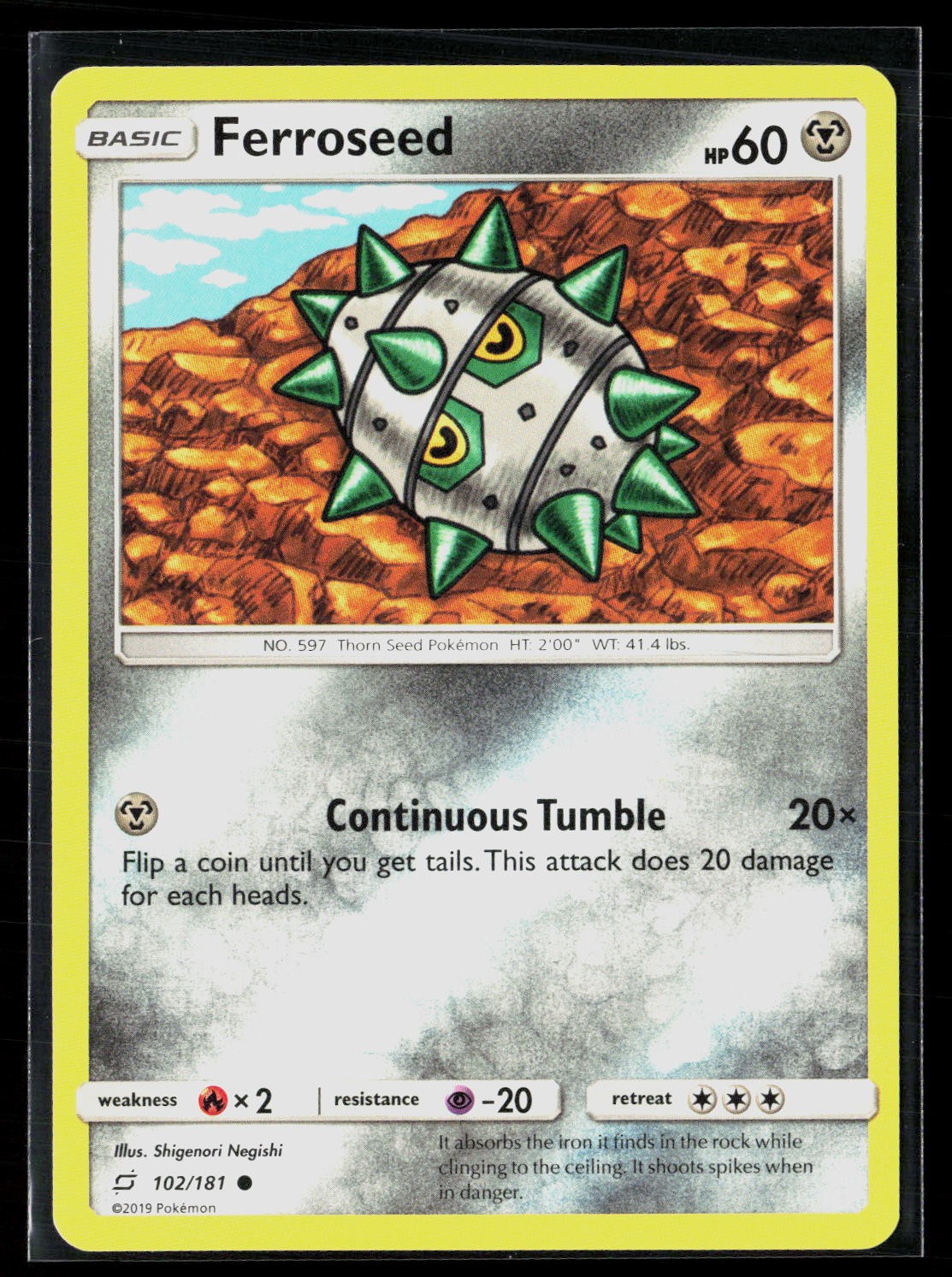 Ferroseed 102/181 Common Reverse Holo Team Up Pokemon NM