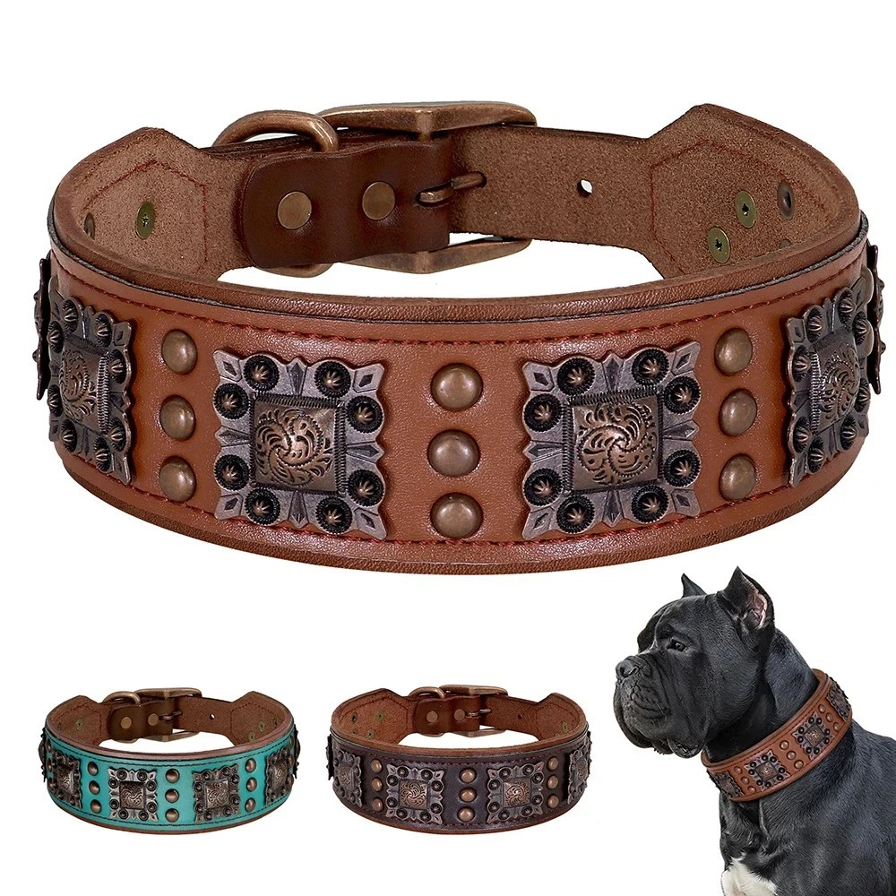 Wide Luxury Leather Studded Pet Dog Collar Heavy Duty Pitbull Rottweiler Large
Opens in a new window