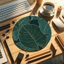 2D Round Non-Slip Green Mouse Pad Office Gaming Home Desk Computer Laptop Mat