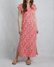 WEIRD FISH MIRREN COTTON PRINTED MAXI DRESS TANGO RED SIZE 16 (REF 286/ R)