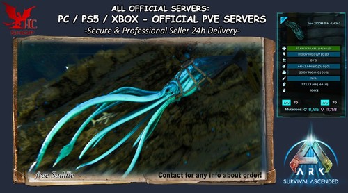 Ark Survival Ascended PC/PS5/XBOX Official PVE Tuso 70kHP 1772% DM Imprint 100% - Picture 12 of 14