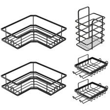 5-Pack Shower Caddy Rustproof Wall  Mounted Shower Storage Rack with Soap Holder