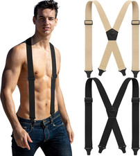 2 Pcs Men Hidden Suspenders Under Clothing 1.5 Inch Wide x Back Plastic Clips fo
