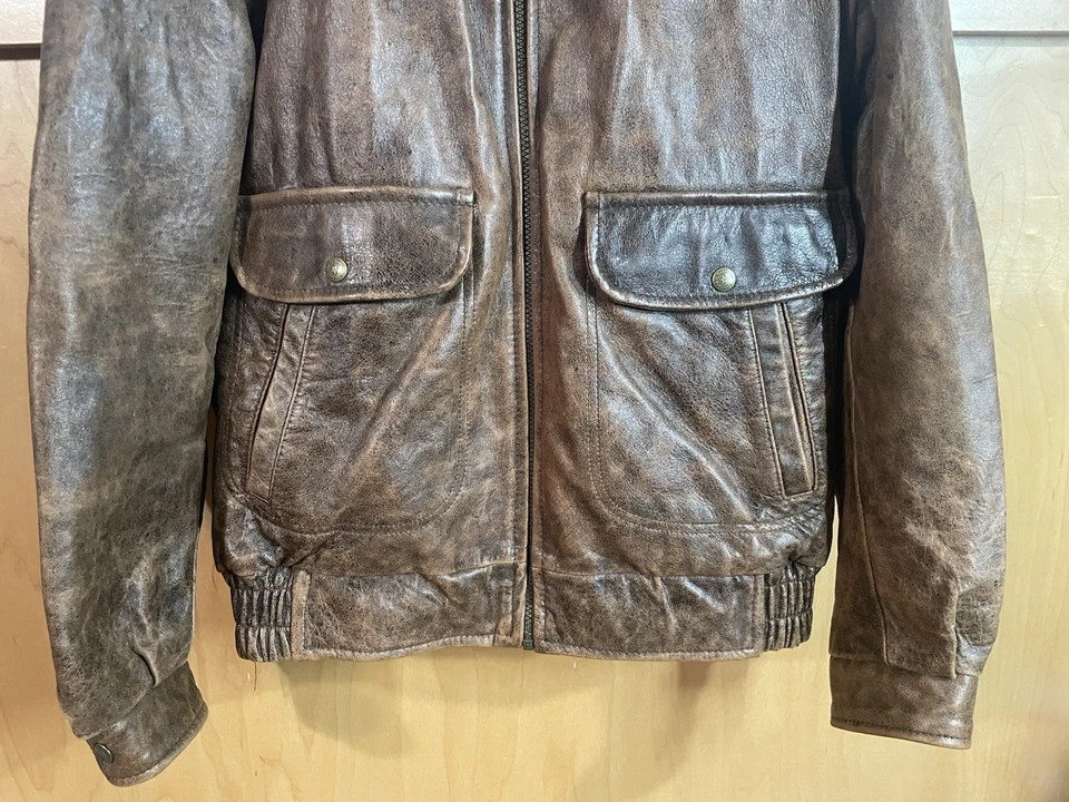 Peerless RCMP  ELITE Bomber Soft Leather Jacket Size Small Full Zip Pocket Brown - Image 3 of 4