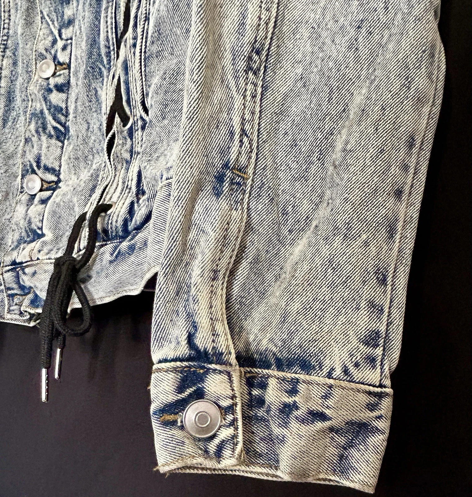 Forever 21 men’s  Blue Denim Jacket Lace-Up Sides Button Front Pockets  image 7