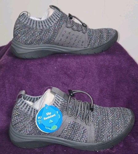 Nurse Mates Align Torri Ergonomic Orthotic Slip Resistant Grey Shimmer Sz 8