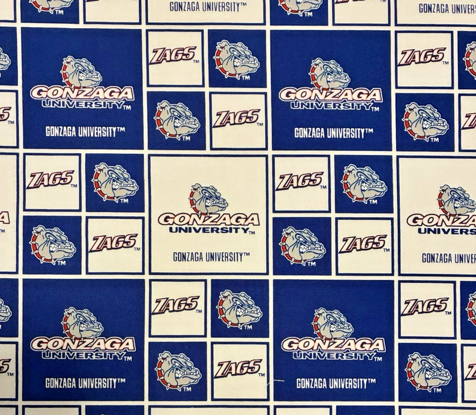 Gonzaga University Cotton Fabric 1 3/4 yards Zags College Football Rare OOP HTF - Image 2 of 4