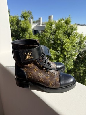 Louis Vuitton LV Monogram Logo Combat Ankle Boots Size 38 | eBay