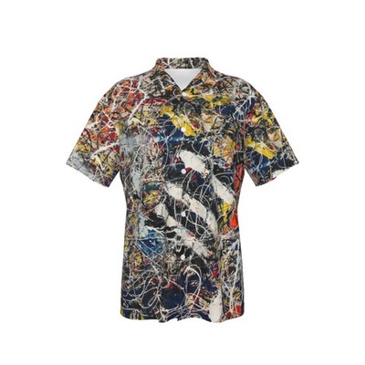 Abstract Splatter Art Hawaiian Shirt Mens Modern Beach Aloha Top