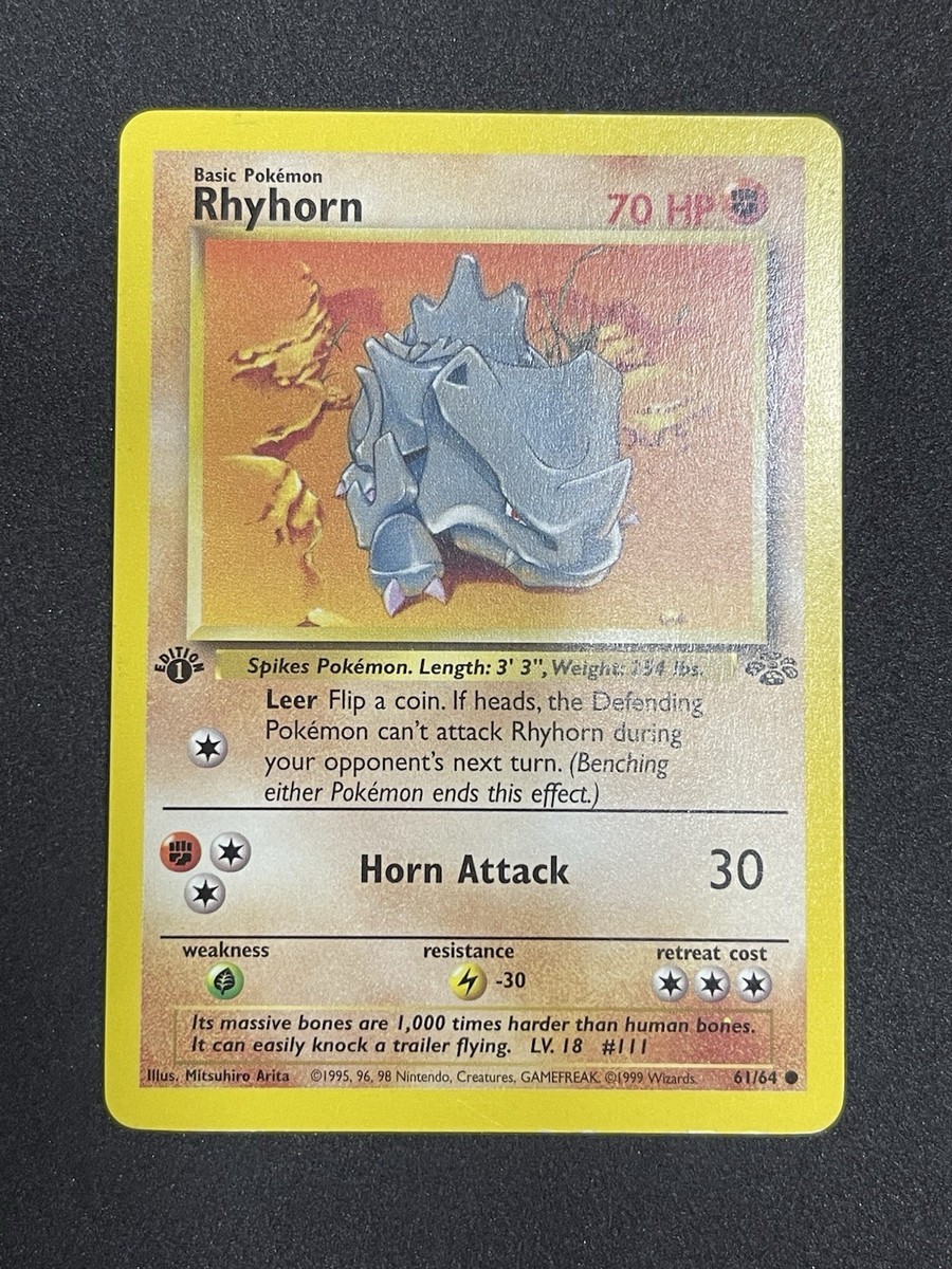 Pokmon TCG Rhyhorn 1st Edition Base Set Card 61/64 1999 English LP | eBay