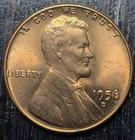 1956 D Lincoln Wheat Cent Die Chip Error BU Rd Unc
