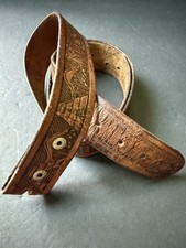 Handcrafted Tooled Leather Belt Unisex Brown 40  Mexico Southwestern Weatern