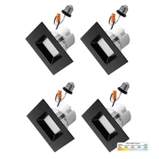 4 In. 11-Watt LED Black Square Retrofit Recessed Housing Light 5 CCT 2700K to 50