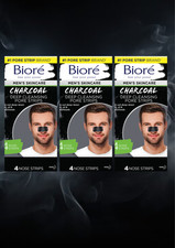 Bior  Charcoal Deep Cleansing Pore Strips for Men 4 Strips, Pack Of 3, NEW