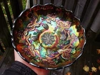 Millersburg Grape Wreath STAR VARIANT ICS Carnival Glass Bowl RADIUM AMETHYST