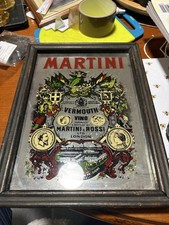 Martini Rossi Vermouth Mirror Pub Bar Sign Vintage, Framed Wall Hanging 33x23cm