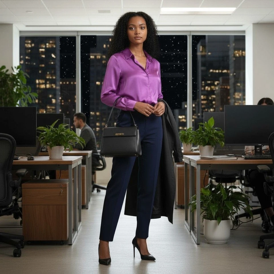 Blusa Talbots 100 % seda abotonada púrpura ciruela clásica tranquila de lujo para mujer 4 Foto 2 de 4