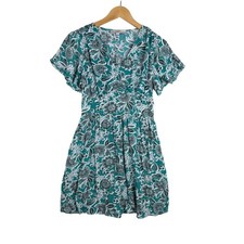 Loft Short Sleeve V-neck Dress size 4 Blue/Black