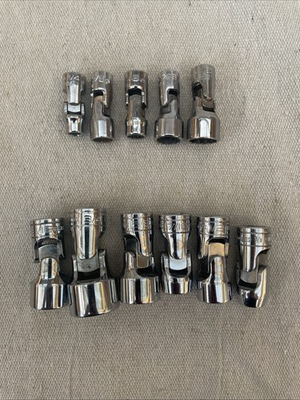 #ad Snap on 3 8quot; 1 4quot; drive 6 12 point Shallow Swivel Socket Set 206afsa 106tmual $229.99