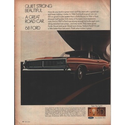 Original 1968 Ford AD: A great road car. Quiet. Strong. Beautiful g3