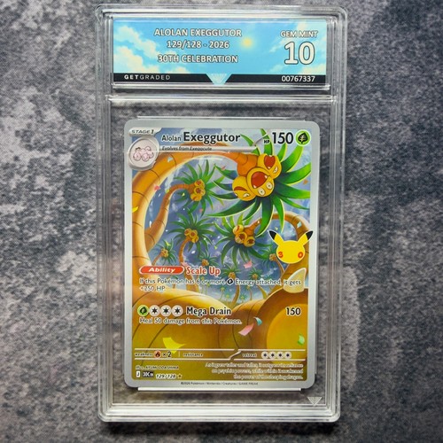 Alolan Exeggutor 129/128 2026 Pokemon 30th Celebration GetGraded 10 Art Label