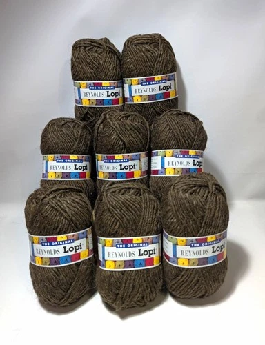 Vintage Reynolds Original Lopi Wool Yarn 8 Skeins Brown Sweater Qty 800g Lot - product listing photo