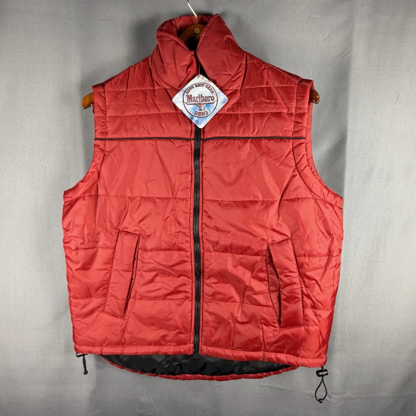 Vintage Marlboro Nylon Puffer Vest Full Zip Small New With Tags Camping NWT Ski